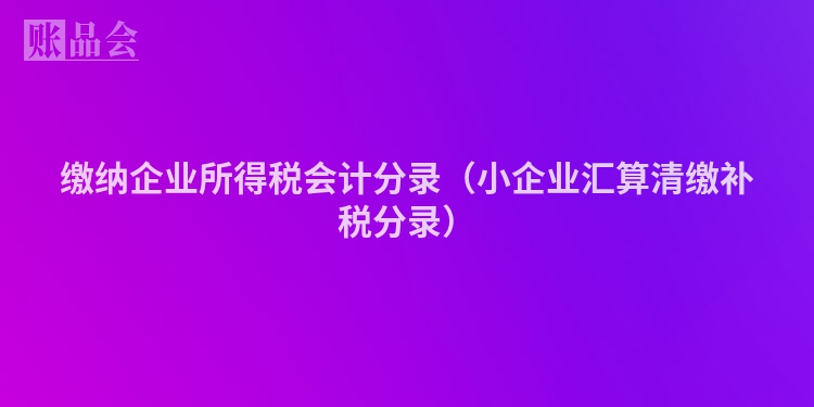 缴纳企业所得税会计分录（小企业汇算清缴补税分录）