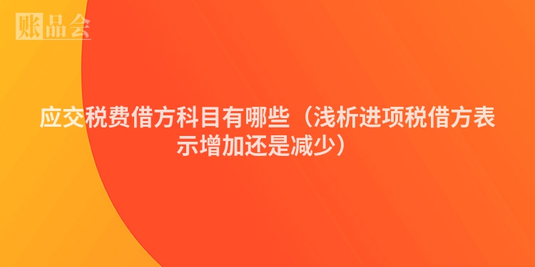 应交税费借方科目有哪些（浅析进项税借方表示增加还是减少）