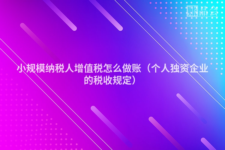 小规模纳税人增值税怎么做账（个人独资企业的税收规定）