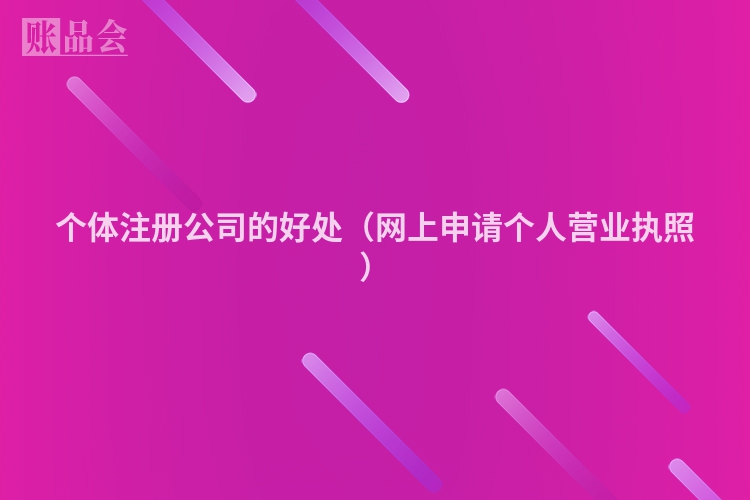 个体注册公司的好处（网上申请个人营业执照）