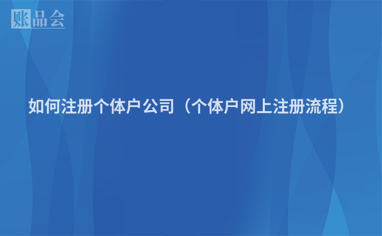 如何注册个体户公司（个体户网上注册流程）