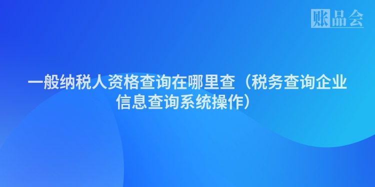 一般纳税人资格查询在哪里查（税务查询企业信息查询系统操作）