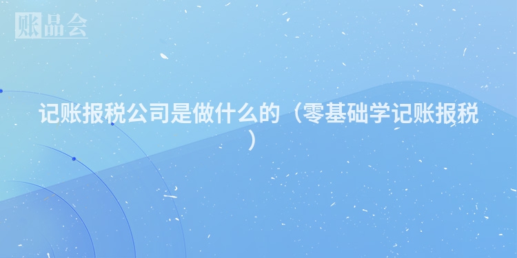 记账报税公司是做什么的（零基础学记账报税）