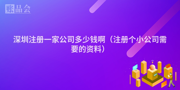 深圳注册一家公司多少钱啊(注册个小公司需要的资料)
