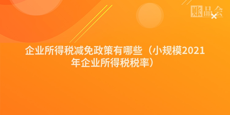 企业所得税减免政策有哪些（小规模2021年企业所得税税率）