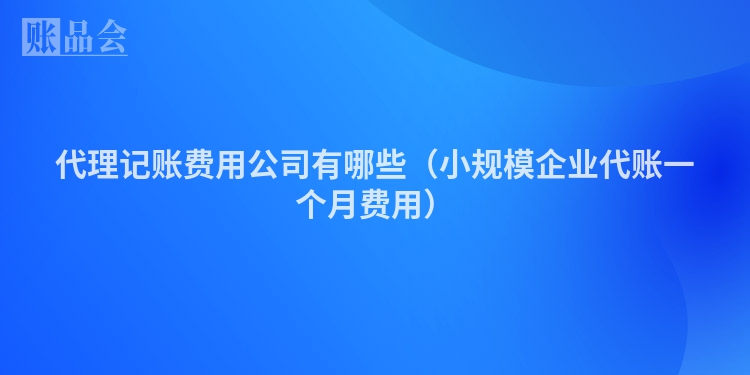 代理记账费用公司有哪些（小规模企业代账一个月费用）