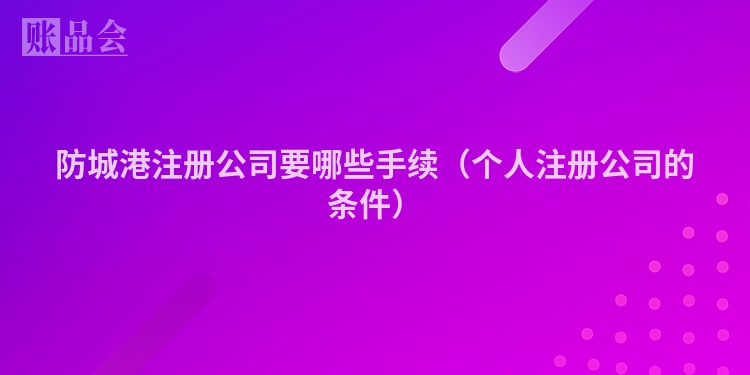 防城港注册公司要哪些手续（个人注册公司的条件）