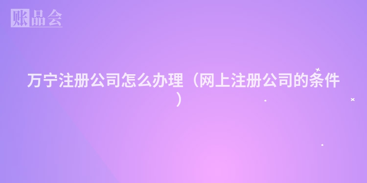 万宁注册公司怎么办理（网上注册公司的条件）