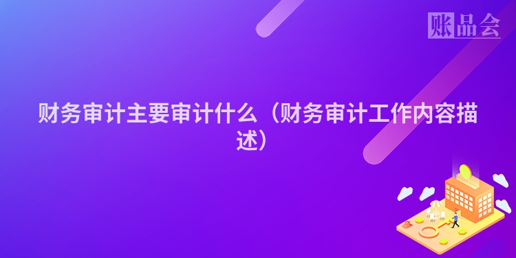 财务审计主要审计什么（财务审计工作内容描述）