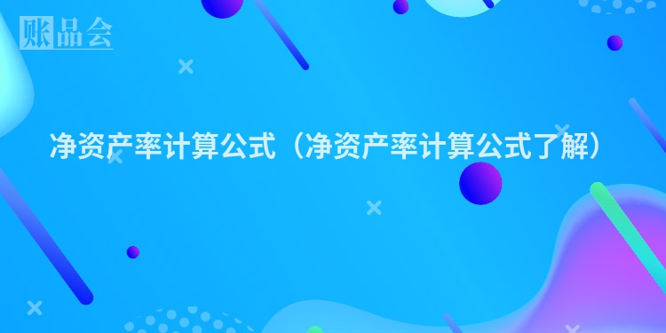 净资产率计算公式（净资产率计算公式了解）