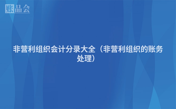 非营利组织会计分录大全（非营利组织的账务处理）
