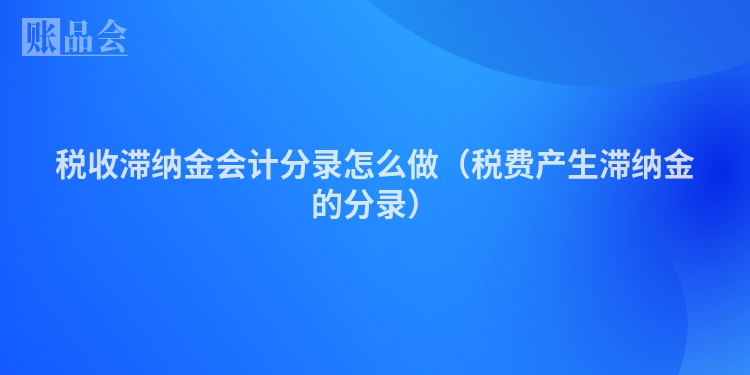 税收滞纳金会计分录怎么做（税费产生滞纳金的分录）