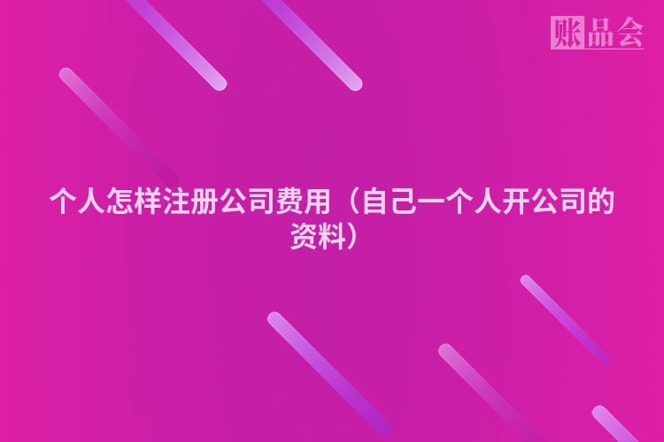 个人怎样注册公司费用（自己一个人开公司的资料）